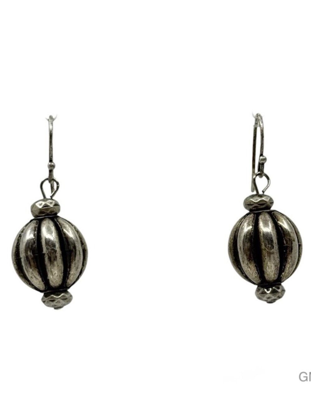 Hand Made sterling silver melon bead drop earrings - GM318